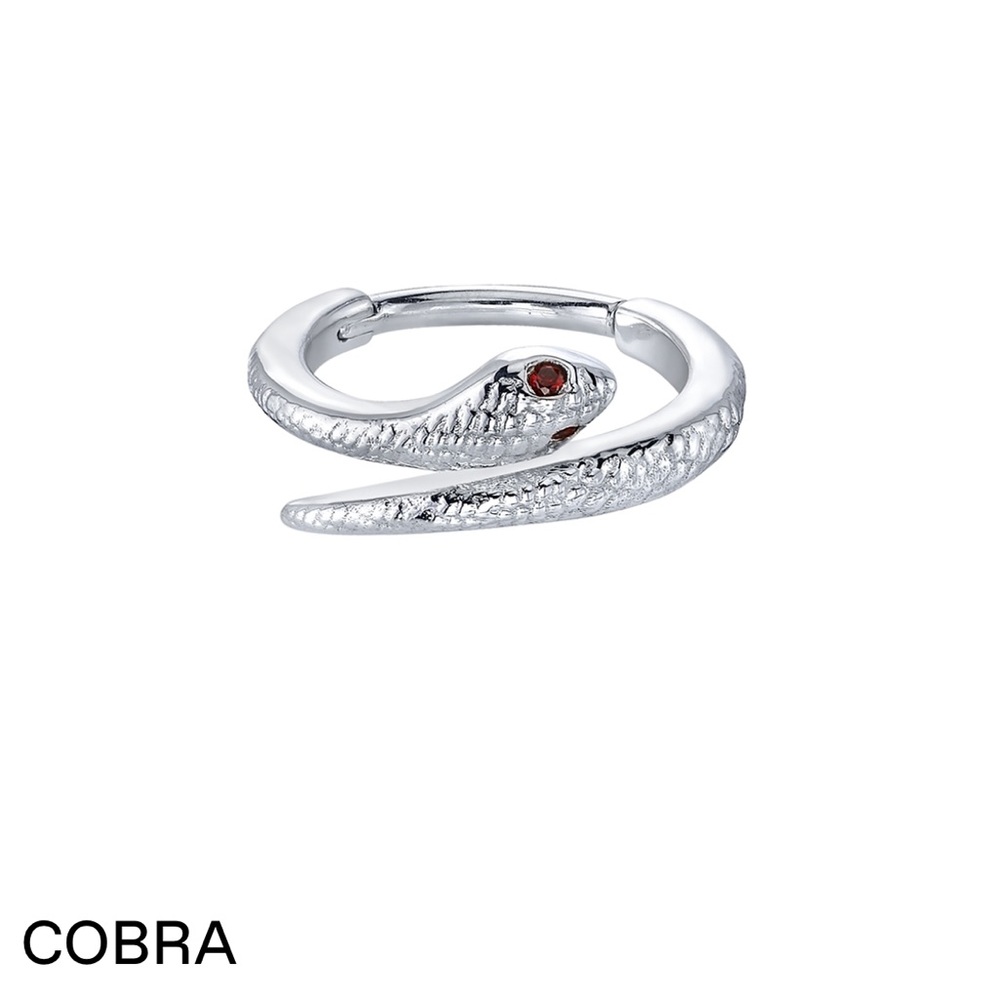 Authentic 1/2 12mm white gold BVLA Cobra hinge ring genuine black Diamond eyes